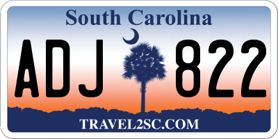 SC license plate ADJ822