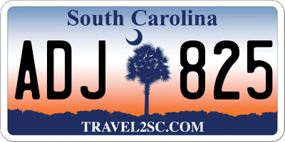 SC license plate ADJ825