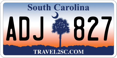 SC license plate ADJ827