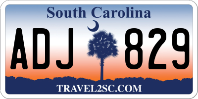 SC license plate ADJ829