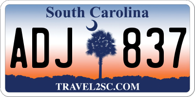 SC license plate ADJ837