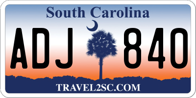 SC license plate ADJ840