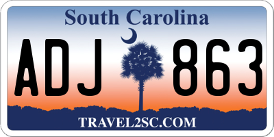 SC license plate ADJ863