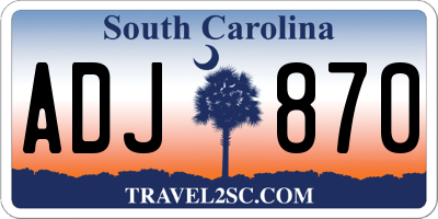 SC license plate ADJ870