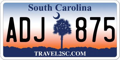 SC license plate ADJ875