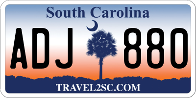 SC license plate ADJ880