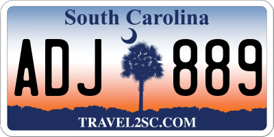 SC license plate ADJ889