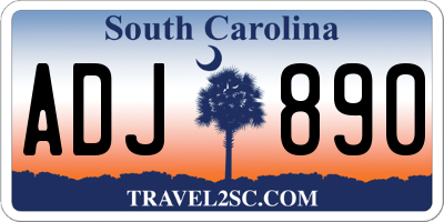 SC license plate ADJ890