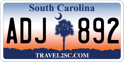SC license plate ADJ892