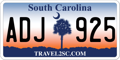 SC license plate ADJ925