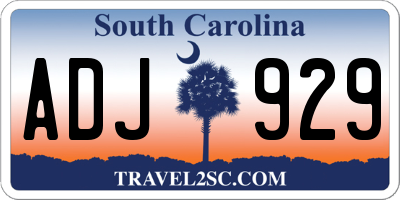 SC license plate ADJ929
