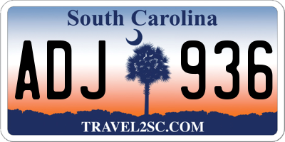 SC license plate ADJ936