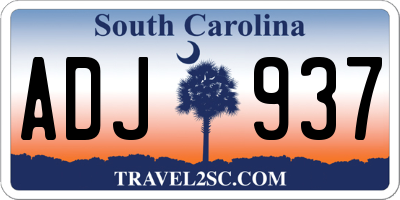SC license plate ADJ937