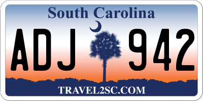 SC license plate ADJ942