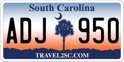 SC license plate ADJ950