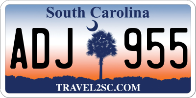 SC license plate ADJ955