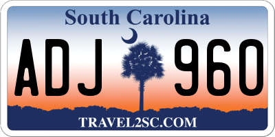 SC license plate ADJ960