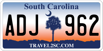SC license plate ADJ962