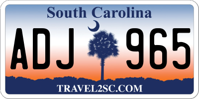 SC license plate ADJ965