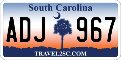 SC license plate ADJ967