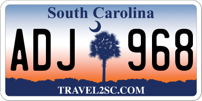 SC license plate ADJ968