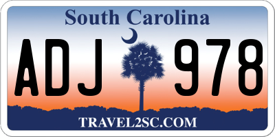 SC license plate ADJ978