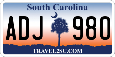 SC license plate ADJ980
