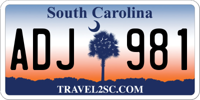 SC license plate ADJ981