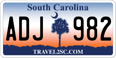 SC license plate ADJ982