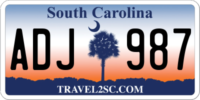 SC license plate ADJ987