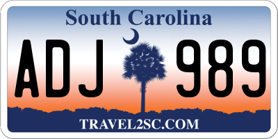 SC license plate ADJ989