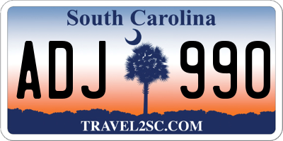 SC license plate ADJ990