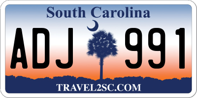SC license plate ADJ991