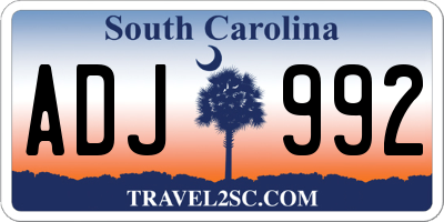 SC license plate ADJ992