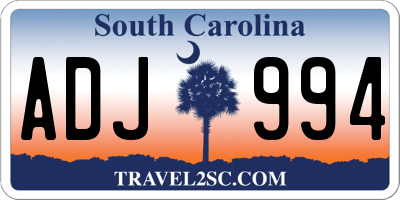 SC license plate ADJ994