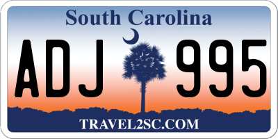 SC license plate ADJ995