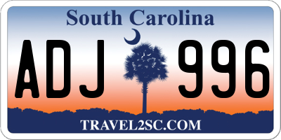 SC license plate ADJ996