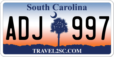 SC license plate ADJ997