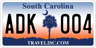 SC license plate ADK004