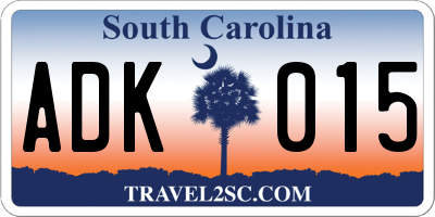 SC license plate ADK015