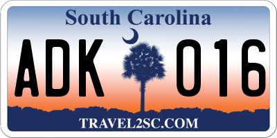 SC license plate ADK016