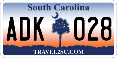 SC license plate ADK028