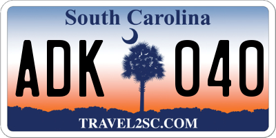 SC license plate ADK040