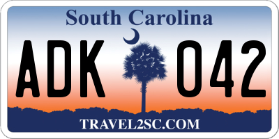 SC license plate ADK042