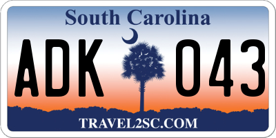 SC license plate ADK043