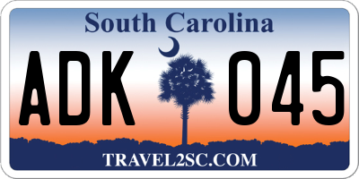 SC license plate ADK045