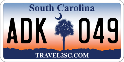 SC license plate ADK049