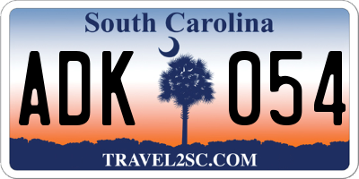 SC license plate ADK054