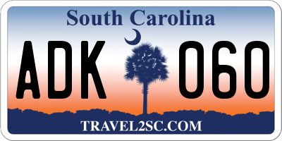 SC license plate ADK060