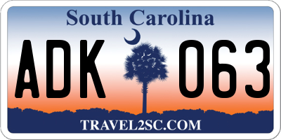 SC license plate ADK063